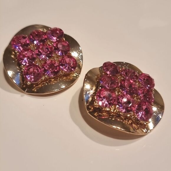 New ZARA  Exaggerated Gold circular statement earrings with rhinestone appliqués - Picture 3 of 10